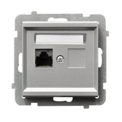 Ospel Sonata srebrny - gniazdo komputerowe kat.5e GPK-1R/K/m/38
