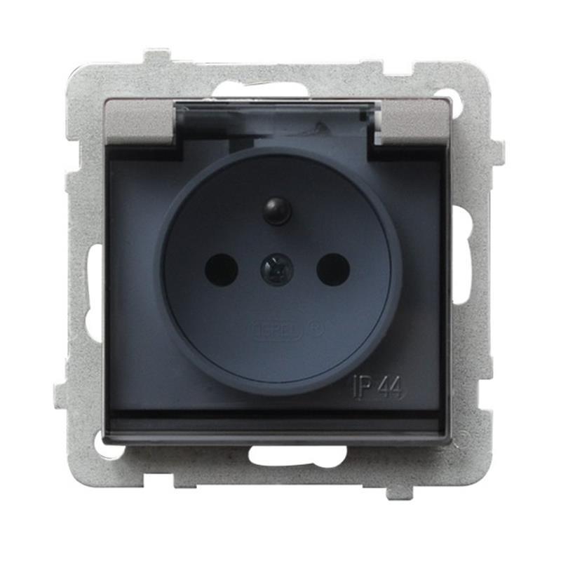 Ospel Sonata srebrny - gniazdo bryzgoszczelne (+0) GPH-1RZ/m/38/d