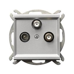 Ospel Sonata srebrny - gniazdo RTV-SAT podwójne GPA-R2S/m/38