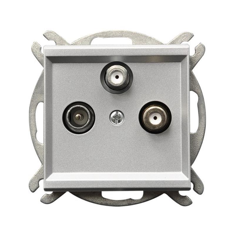 Ospel Sonata srebrny - gniazdo RTV-SAT podwójne GPA-R2S/m/38