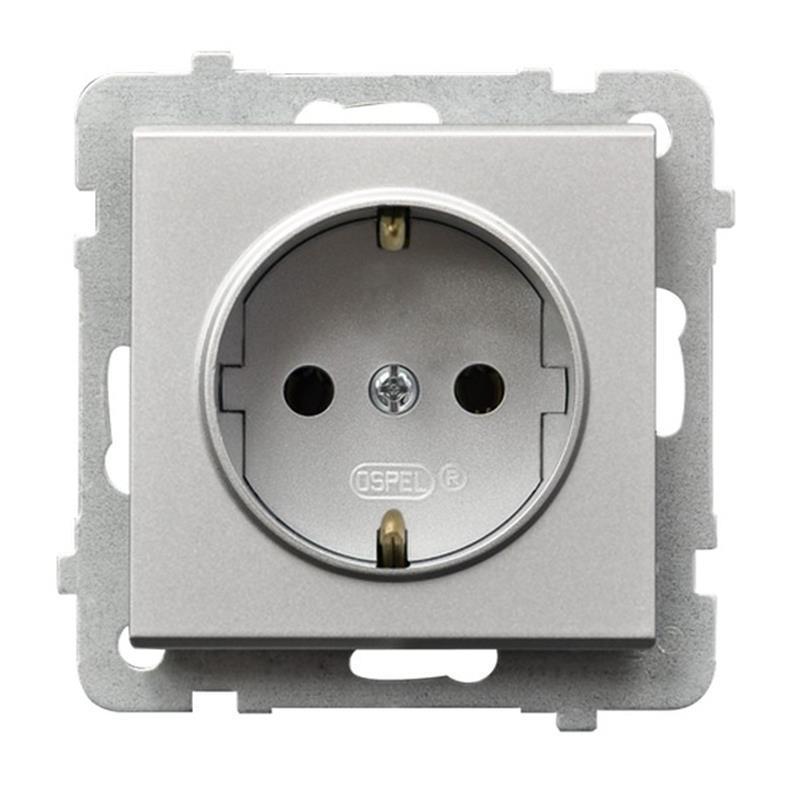 Ospel Sonata srebrny - gniazdo pojedyncze (+0) SCHUKO GP-1RS/m/38