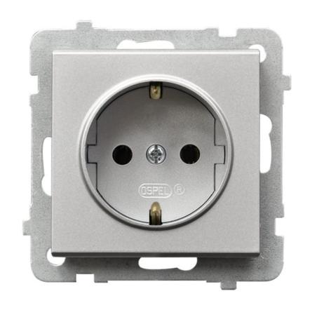 Ospel Sonata srebrny - gniazdo pojedyncze (+0) SCHUKO GP-1RS/m/38