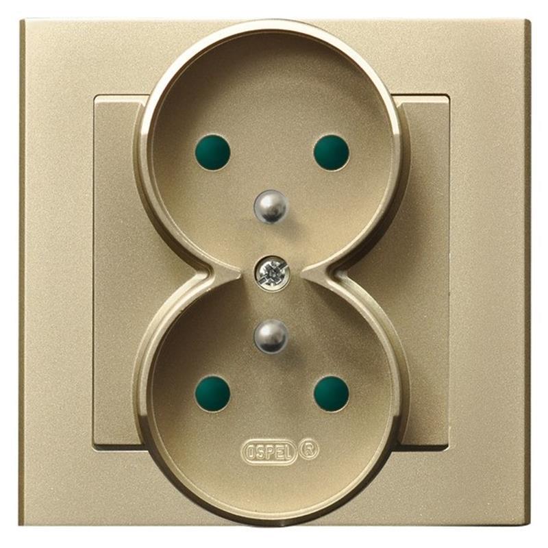 Ospel Sonata szampański - gniazdo podwójne (+0) z przesłonami GP-2RZP/39