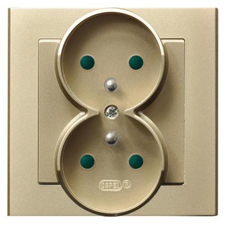 Ospel Sonata szampański - gniazdo podwójne (+0) z przesłonami GP-2RZP/39