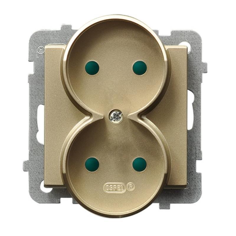 Ospel Sonata szampański - gniazdo podwójne do ramki z przesłonami GP-2RRP/m/39 Ospel Sonata szampański - gniazdo podwójne do ramki z przesłonami GP-2RRP/m/39
