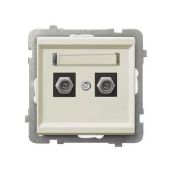 Ospel Sonata ecru - gniazdo antenowe podwójne typu F GPA-2RF/m/27