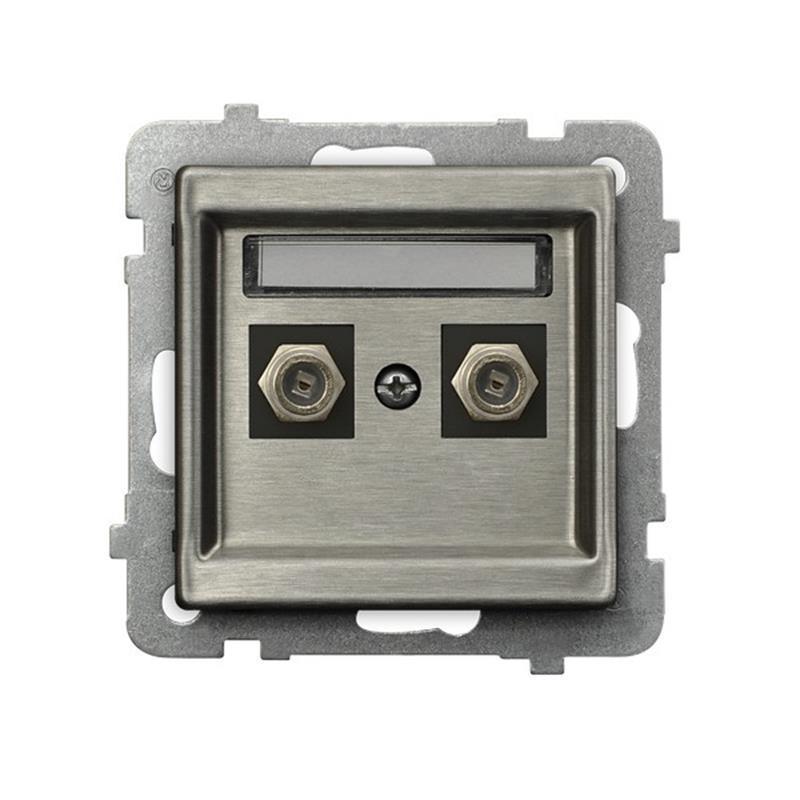 Ospel Sonata stal inox - gniazdo antenowe podwójne typu F GPA-2RF/m/37