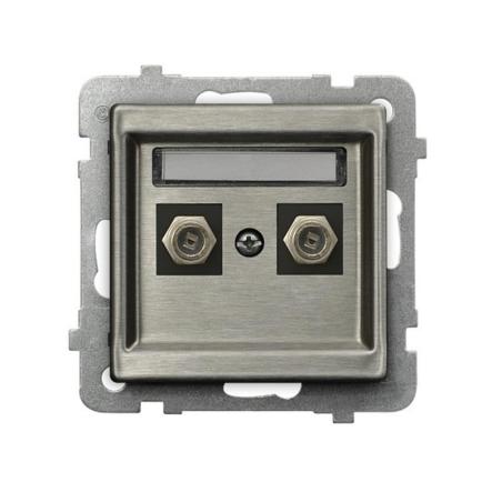 Ospel Sonata stal inox - gniazdo antenowe podwójne typu F GPA-2RF/m/37