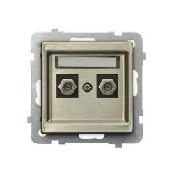 Ospel Sonata nowe srebro - gniazdo antenowe podwójne typu F GPA-2RF/m/44