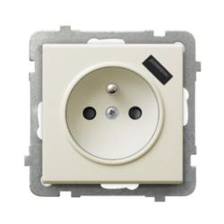 Ospel Sonata ecru - gniazdo z uziemieniem + USB  GP-1RZPUSB/m/27