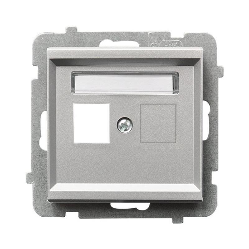 Ospel Sonata srebrny - obudowa gniazda pojedynczego typu Keystone prosta GPK-1R/p/38