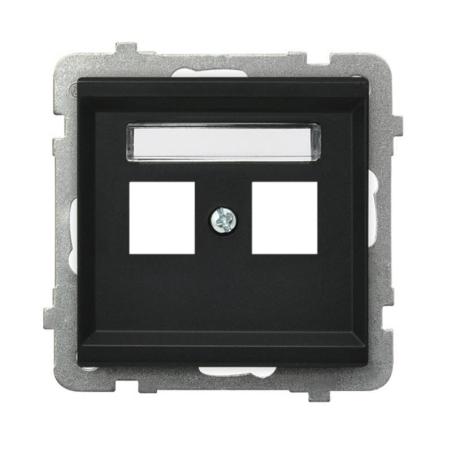 Ospel Sonata czarny - obudowa gniazda podwójnego typu Keystone prosta GPK-2R/p/33