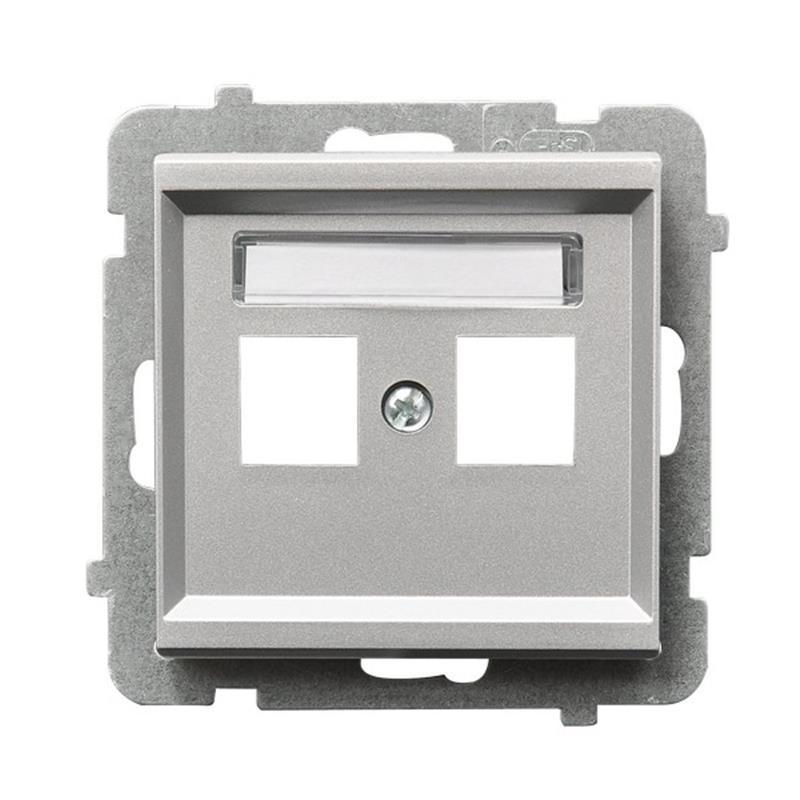 Ospel Sonata srebrny - obudowa gniazda podwójnego typu Keystone prosta GPK-2R/p/38