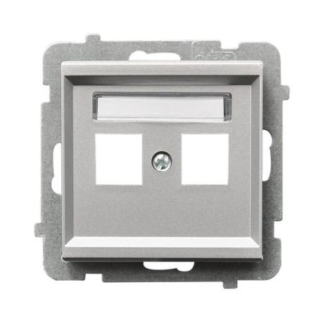 Ospel Sonata srebrny - obudowa gniazda podwójnego typu Keystone prosta GPK-2R/p/38