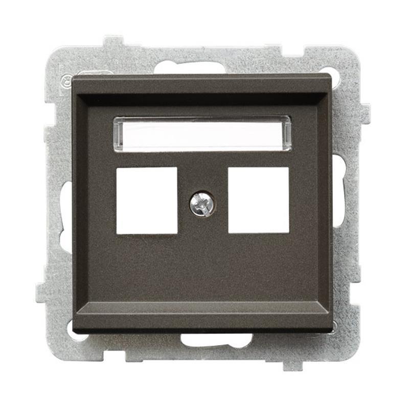 Ospel Sonata czekoladowy - obudowa gniazda podwójnego typu Keystone prosta GPK-2R/p/40
