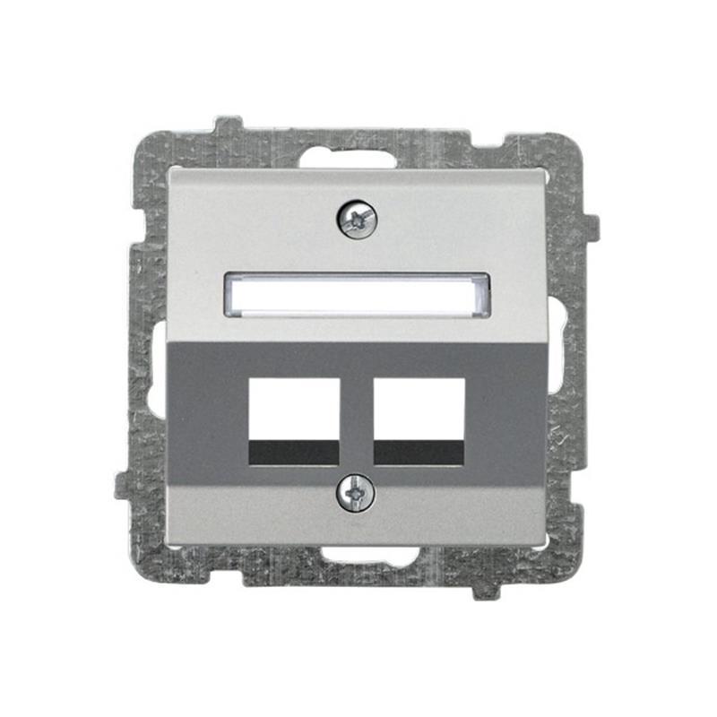 Ospel Sonata srebrny - obudowa gniazda podwójnego typu Keystone skośna GPK-2RS/p/38