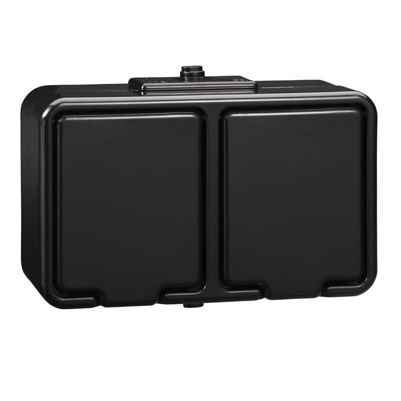 Schneider Cedar czarny - gniazdo podwójne IP44 Nt-230H05