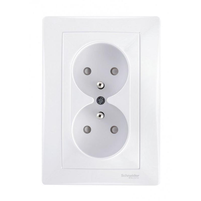 Schneider Sedna biały - gniazdo podwójne z przesłonami (+0)