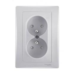 Schneider Sedna aluminium - gniazdo podwójne z przesłonami (+0) Schneider Electric