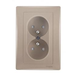 Schneider Sedna satyna - gniazdo podwójne z przesłonami (+0) Schneider Electric