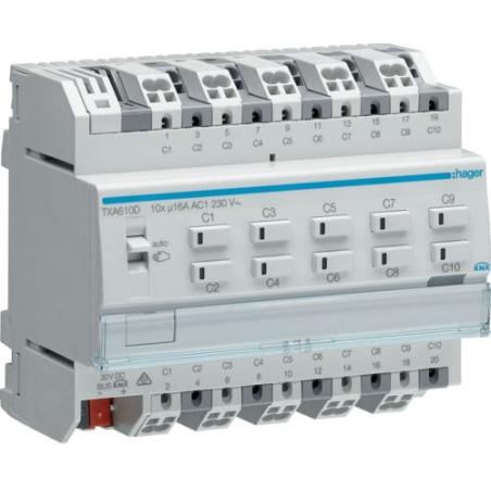 KNX easy - sterownik załączający/żaluzjowy obciążenie pojemnościowe 16A 10-/5-krotny TXA610D Hager Polo