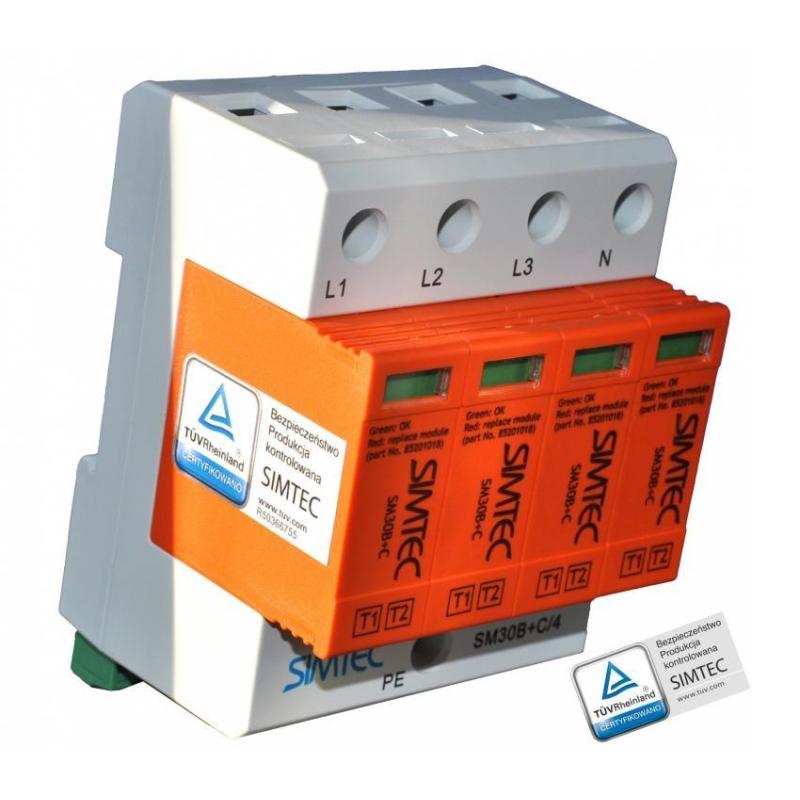 Ogranicznik przepięć B+C 4P 30kA SIMTEC SM30B+C/4-275 - 85201010