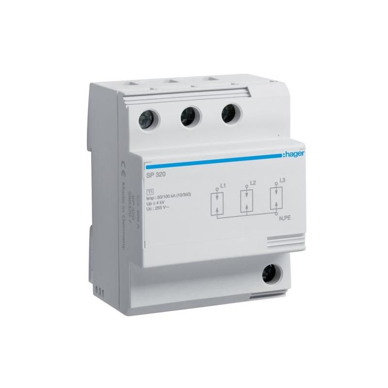 Ogranicznik przepięć T1, 3P, sieć TN/TT, Iimp 100kA, Up≤1,5kV - SP320 Ogranicznik przepięć T1, 3P, sieć TN/TT, Iimp 100kA, Up≤1,5kV - SP320