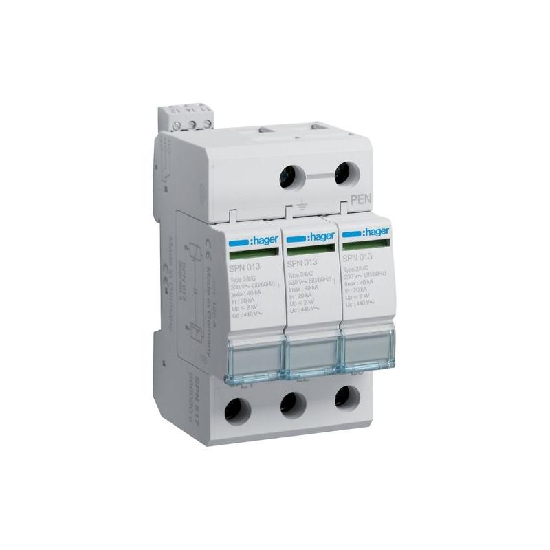 Ogranicznik przepięć T2, 3P, sieć IT, Imax 40kA, Up≤2kV, styk FM - SPN517