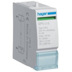 Moduł wymienny 1P, N-PE, sieć TT, Imax 40kA, Up≤1,5kV - SPN018