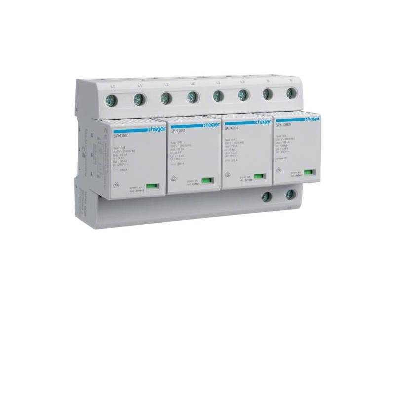 Ogranicznik przepięć T1 kombinowany, 4P, sieć TT, Iimp 100kA, Up≤1,5kV - SPN802