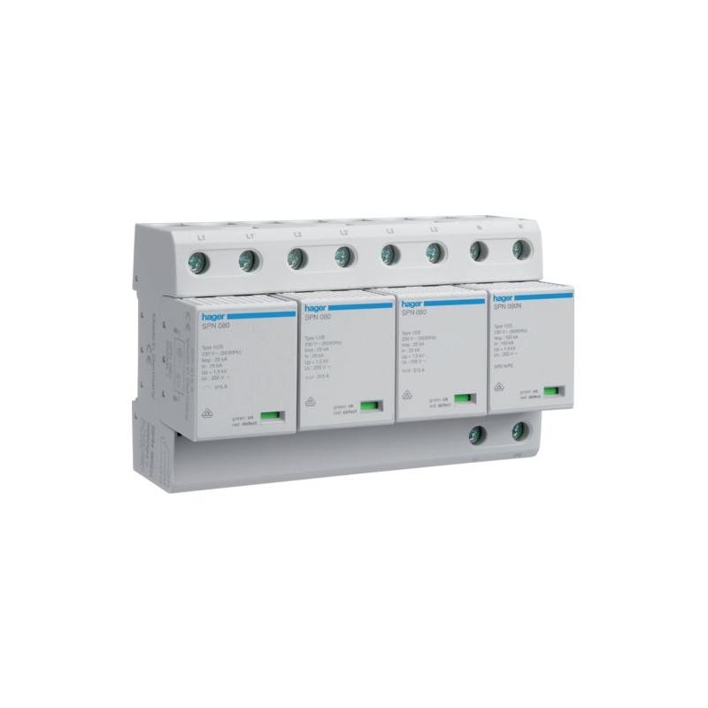 Ogranicznik przepięć T1 kombinow., 4P, TT, Iimp 100kA, Up≤1,5kV, styk FM - SPN802R