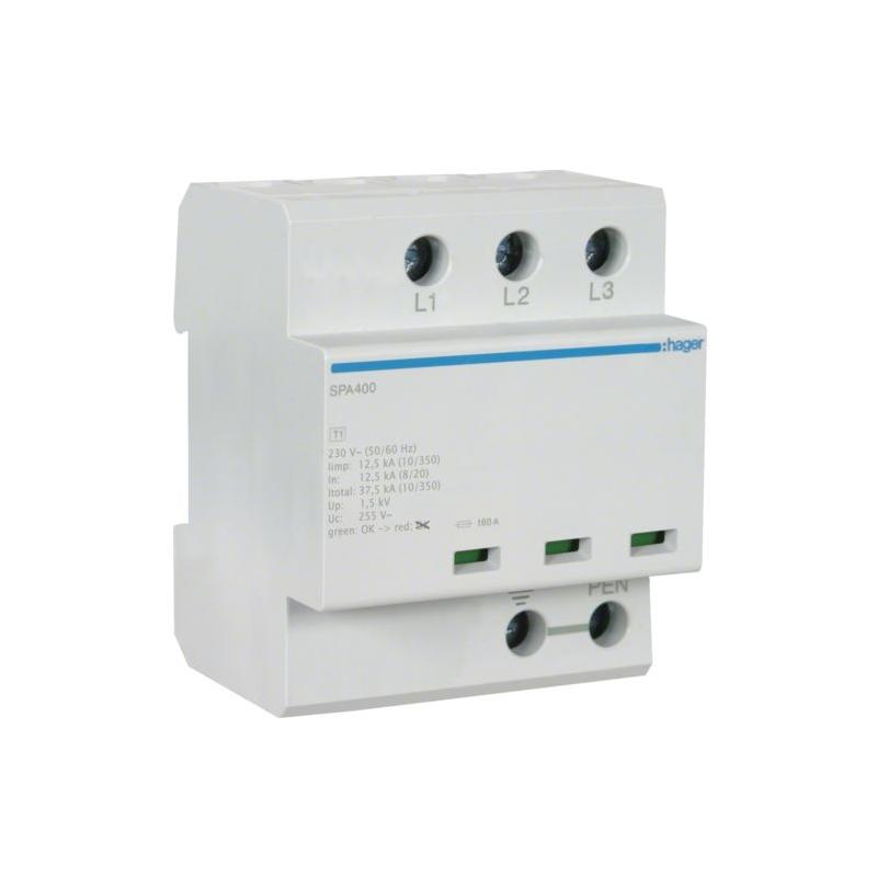 Ogranicznik przepięć T1 kombinowany, 3P, TN-C, Iimp 37,5kA, Up≤1,5kV - SPA400