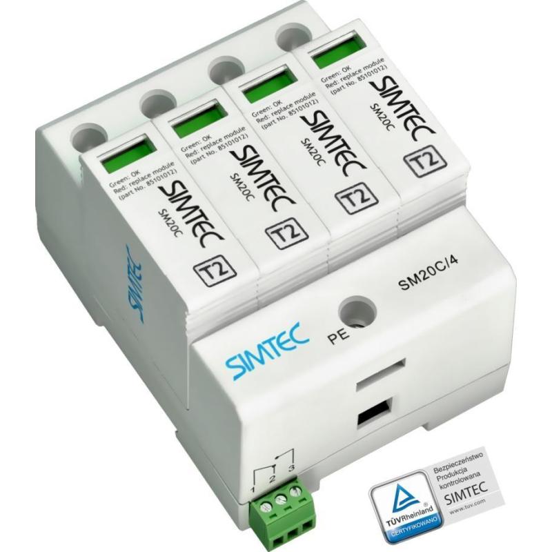 Ogranicznik przepięć C 4P 20kA SIMTEC SM20C/4P - 85102000 Ogranicznik przepięć C 4P 20kA SIMTEC SM20C/4P - 85102000