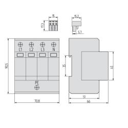Ogranicznik przepięć C 4P 20kA SIMTEC SM20C/4P - 85102000 Simet