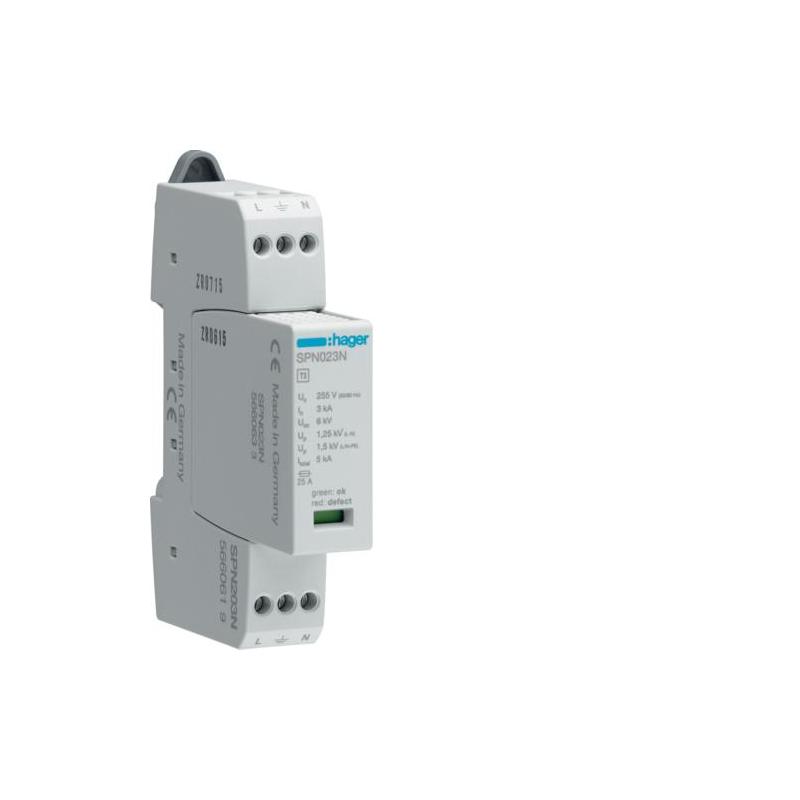 Ogranicznik przepięć T3, 2P, sieć TN-S In3kA Up1,25kV - SPN203N