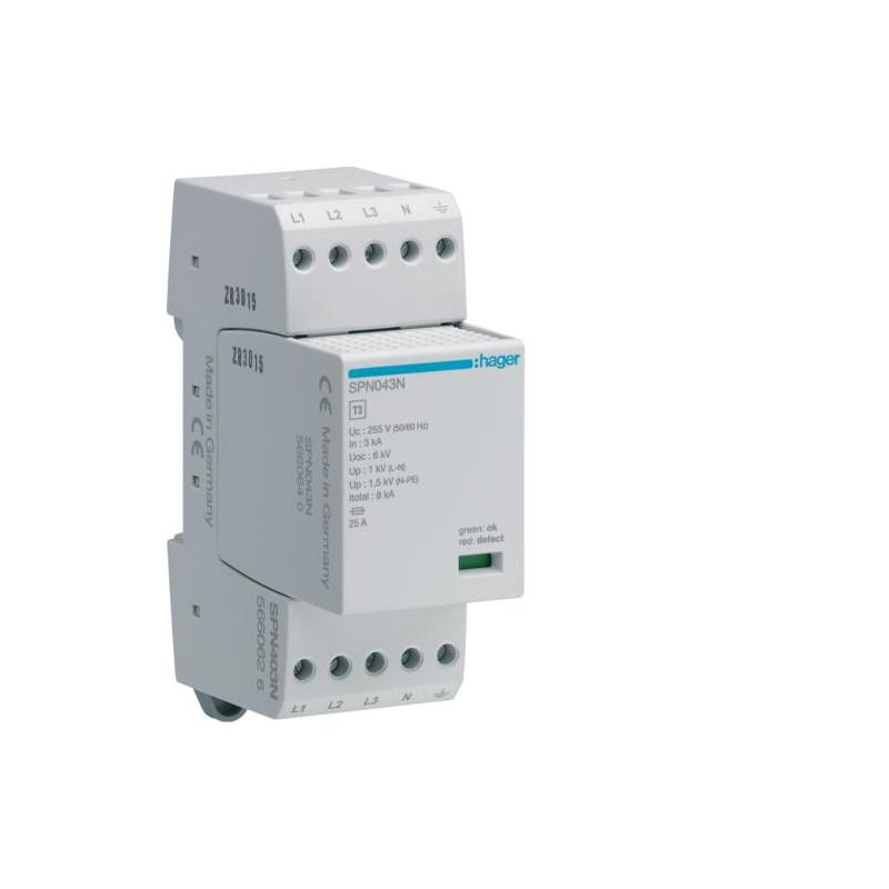 Ogranicznik przepięć T3, 4P, sieć TN-S In3kA Up1,25kV - SPN403N Ogranicznik przepięć T3, 4P, sieć TN-S In3kA Up1,25kV - SPN403N