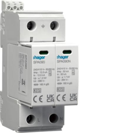 Ogranicznik przepięć T1+T2 MOV, 2P, TN-S/TT, Iimp 25kA, In 50kA, Up≤1,2kV styk - SPA911