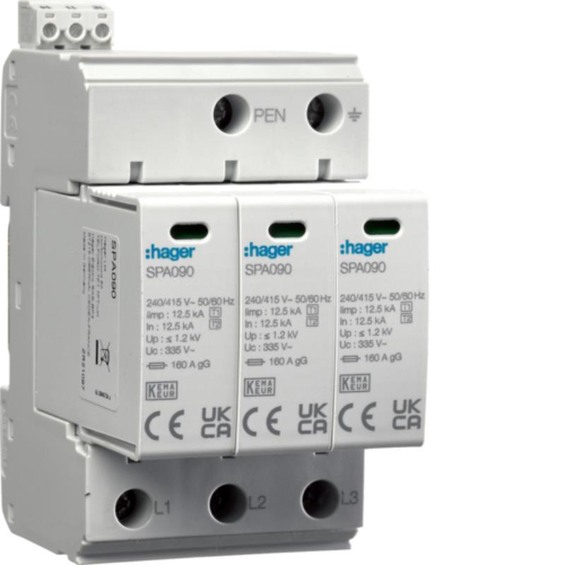 Ogranicznik przepięć T1+T2 MOV, 3P, TN-C, Iimp 37,5kA, In 50kA, Up≤1,2kV styk- SPA930