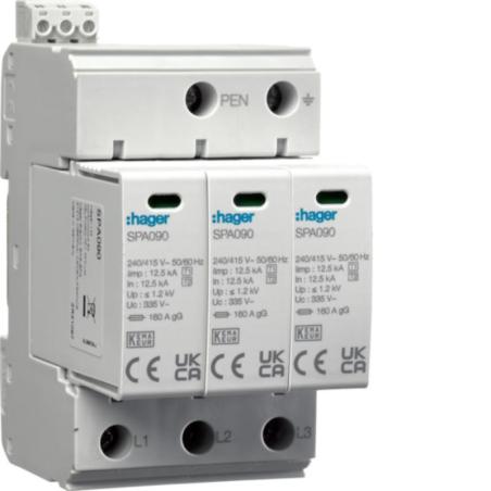 Ogranicznik przepięć T1+T2 MOV, 3P, TN-C, Iimp 37,5kA, In 50kA, Up≤1,2kV styk- SPA930