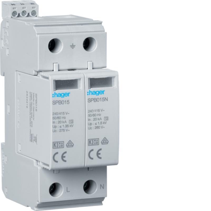 Ogranicznik przepięć T2 SPD, 2P, TN-S/TT, In 40kA, Imax 40kA, Up≤1,35kV styk - SPB215