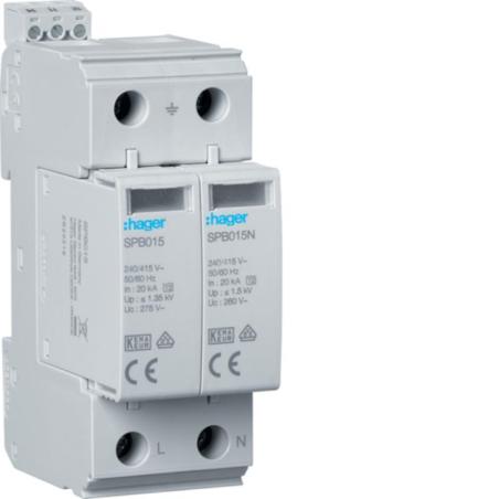 Ogranicznik przepięć T2 SPD, 2P, TN-S/TT, In 40kA, Imax 40kA, Up≤1,35kV styk - SPB215