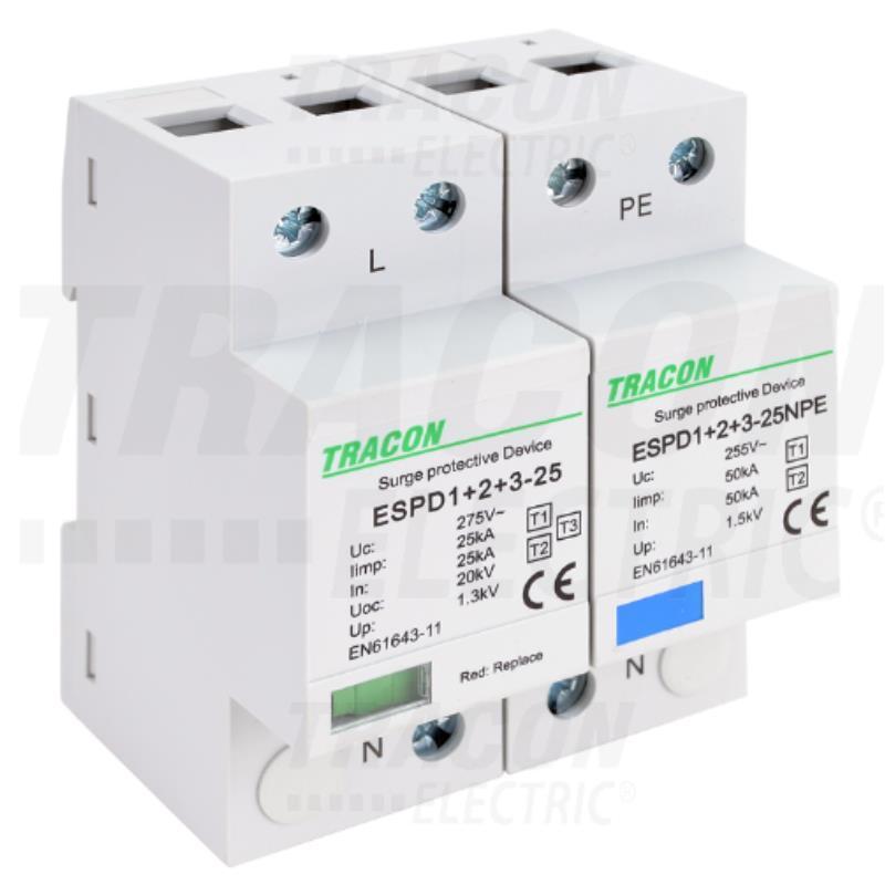 Ogranicznik przepięć T1+T2 AC jednolita obudowa ESPD1+2-50-2P