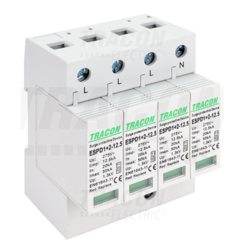Ogranicznik przepięć T1+T2 AC wymienne wkładki ESPD1+2-12.5-4P