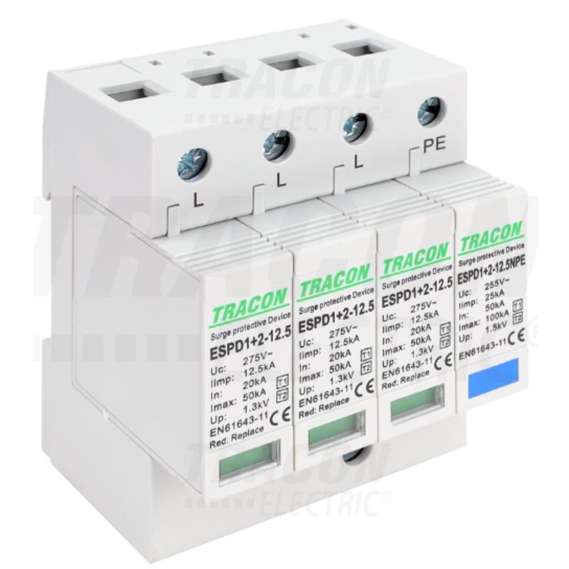Ogranicznik przepięć T1+T2 AC wymienne wkładki ESPD1+2-12.5-3+1P
