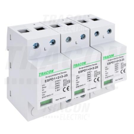 Ogranicznik przepięć T1+T2+T3 AC jednolita obudowa ESPD1+2+3-25-3P