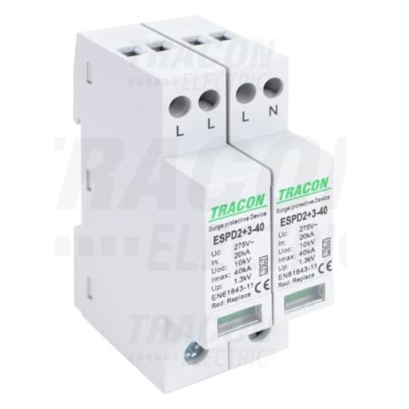 Ogranicznik przepięć T2+T3, AC, jednolita obudowa ESPD2+3-40-4P