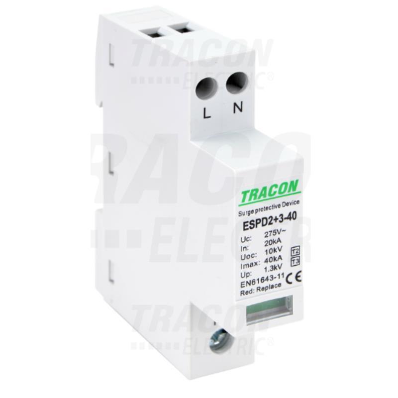 Ogranicznik przepięć T2+T3 AC jednolita obudowa ESPD2+3-40-1+1P
