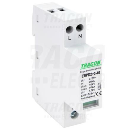 Ogranicznik przepięć T2+T3 AC jednolita obudowa ESPD2+3-40-1+1P