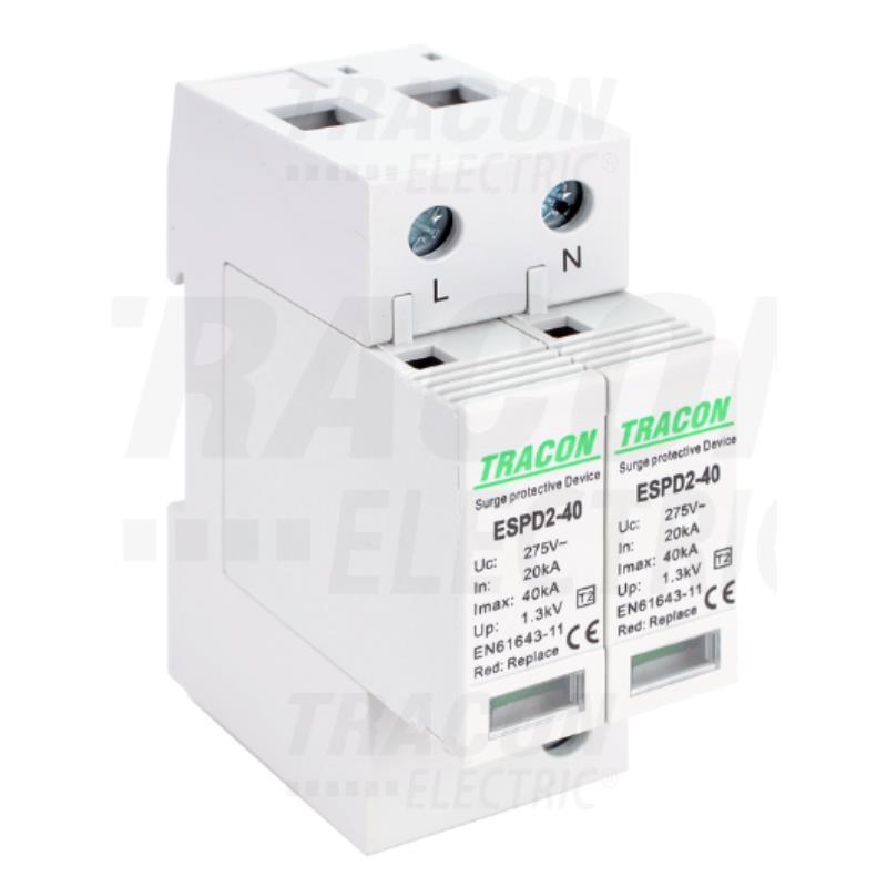 Ogranicznik przepięć T2, AC, wymienne wkładki ESPD2-40-2P