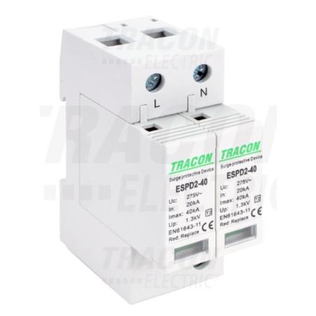 Ogranicznik przepięć T2, AC, wymienne wkładki ESPD2-40-2P